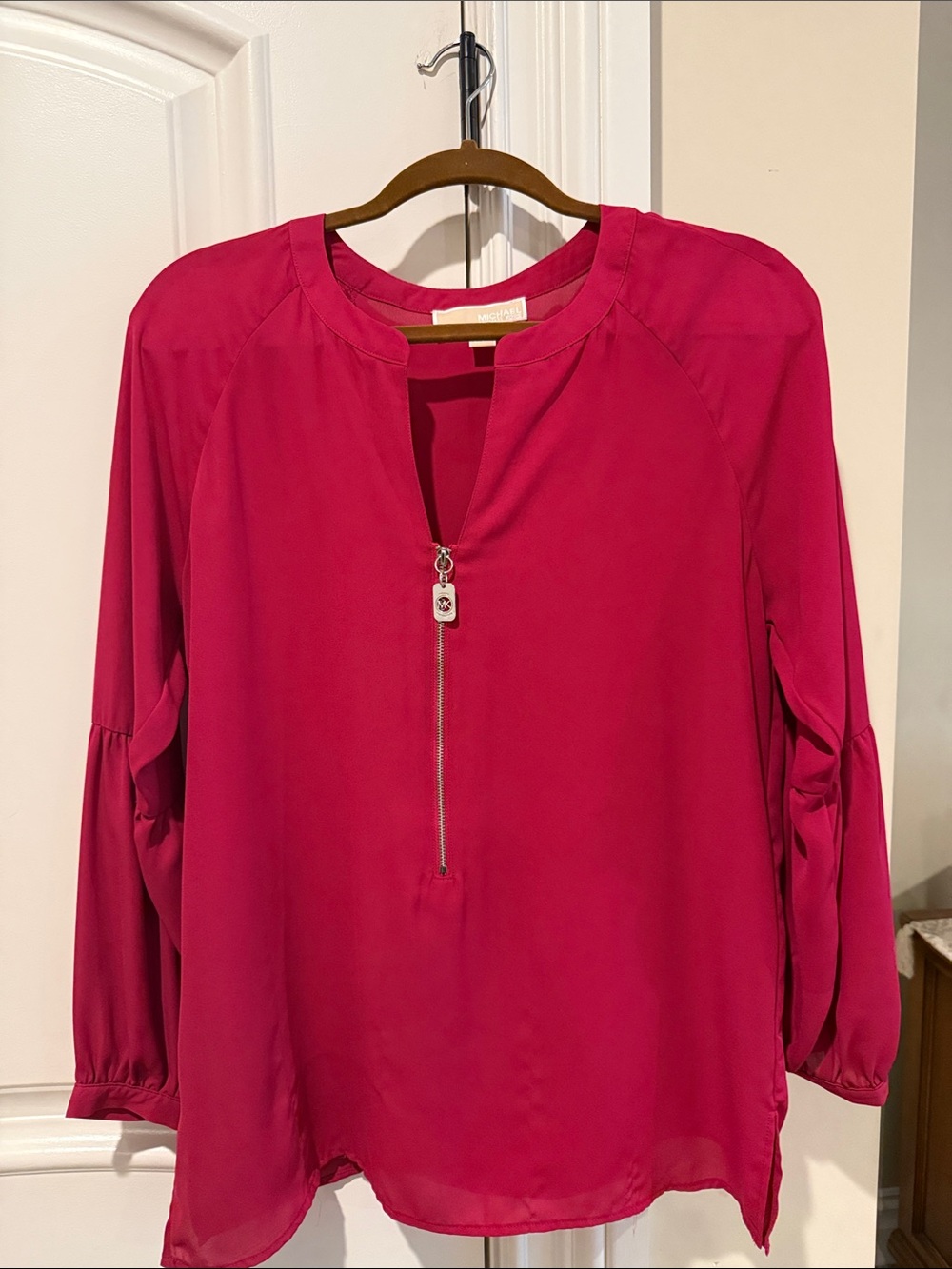 Michael Kors Fuchsia Zip-Neck Blouse